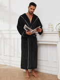 Men's flannel bathrobe in European style with polyester fabric, shown in available colours