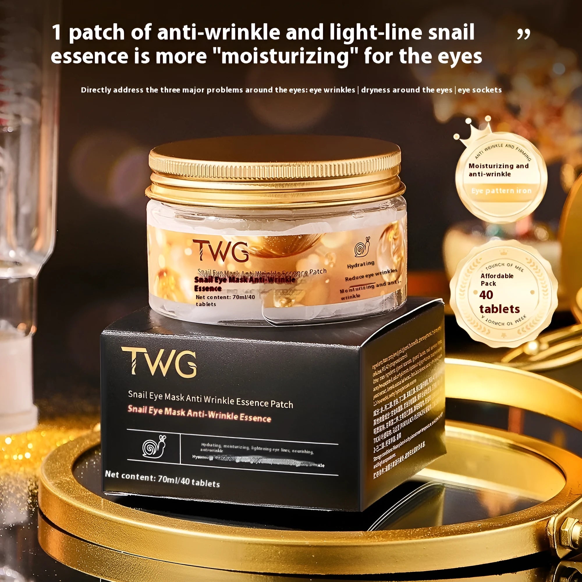 Snail essence eye mask paste in 70ml packaging for dark circles and fine lines treatment