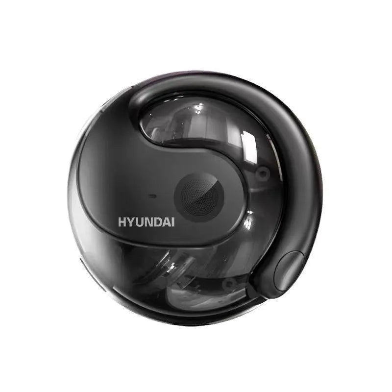 Coconut Ball wireless Bluetooth ear-mounted noise reduction headset in beige, side view showing ear hook and compact design