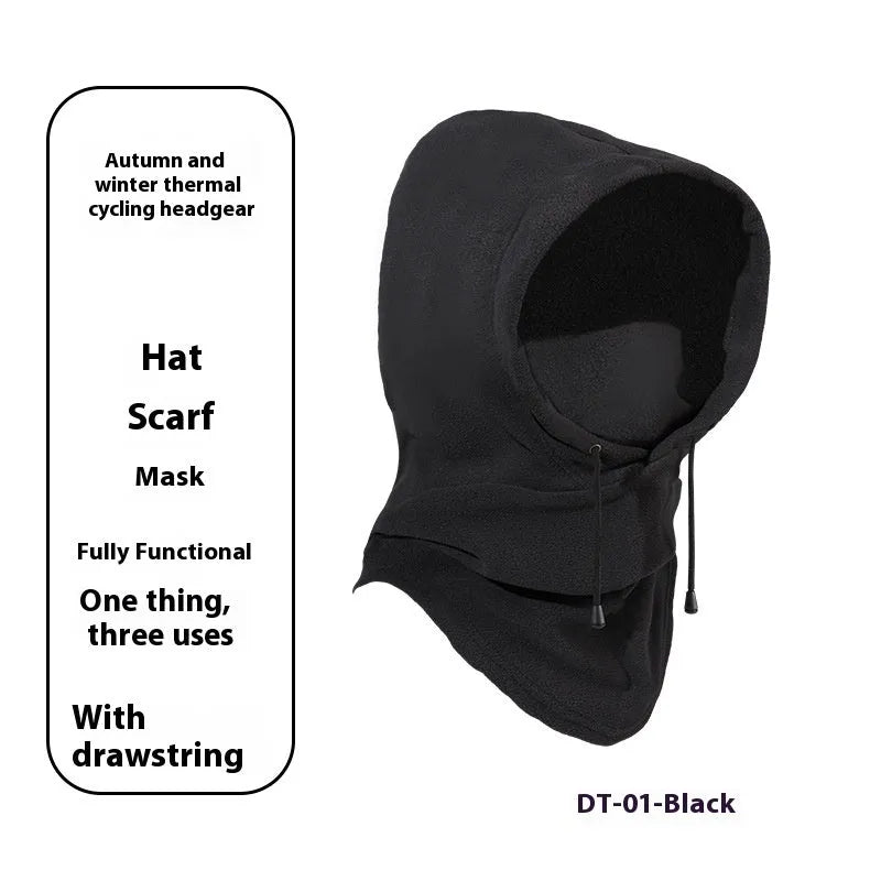 Autumn and winter thermal windproof cycling sports mask in polar fleece, free size, black colour