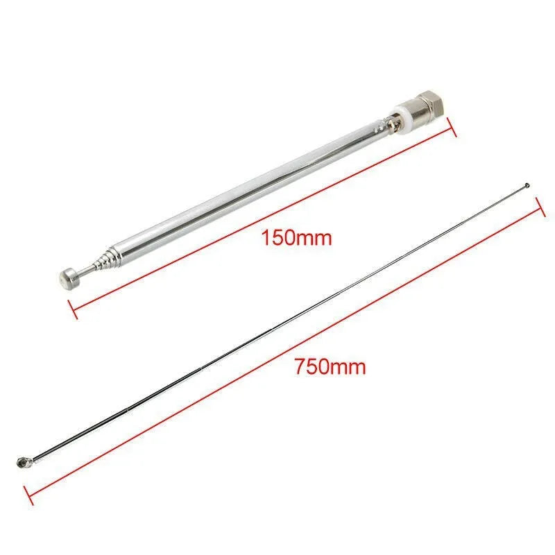 Five-piece metal antenna set with F head quick plug connectors, regular specification, silver colour.
