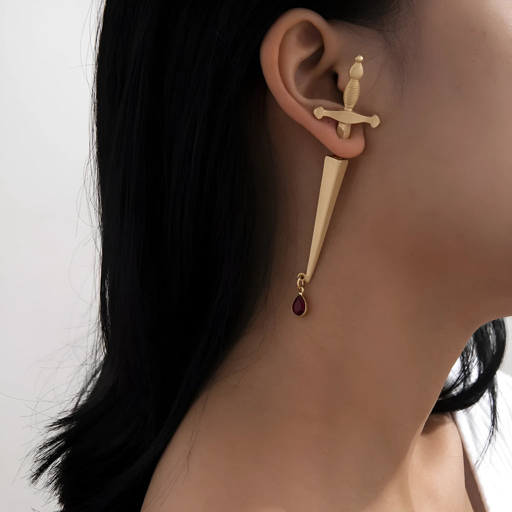 Trendy hip hop cross earrings for women – alloy electroplated with artificial gems, gold or silver colour