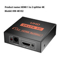 HDMI splitter host unit with USB power lead for duplicating 4K or 1080P signal to two displays