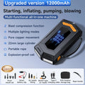 Car emergency starter power bank with air compressor, smart battery clips, and Eva storage bag