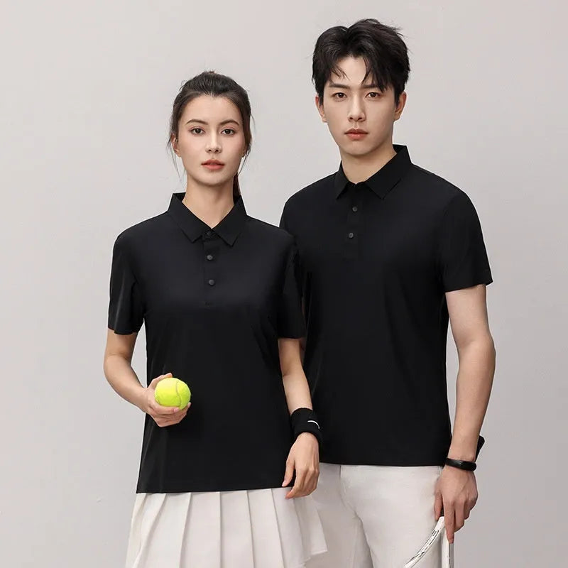 Men's loose fit polo shirt in chemical fibre blend fabric with short sleeves for summer sports