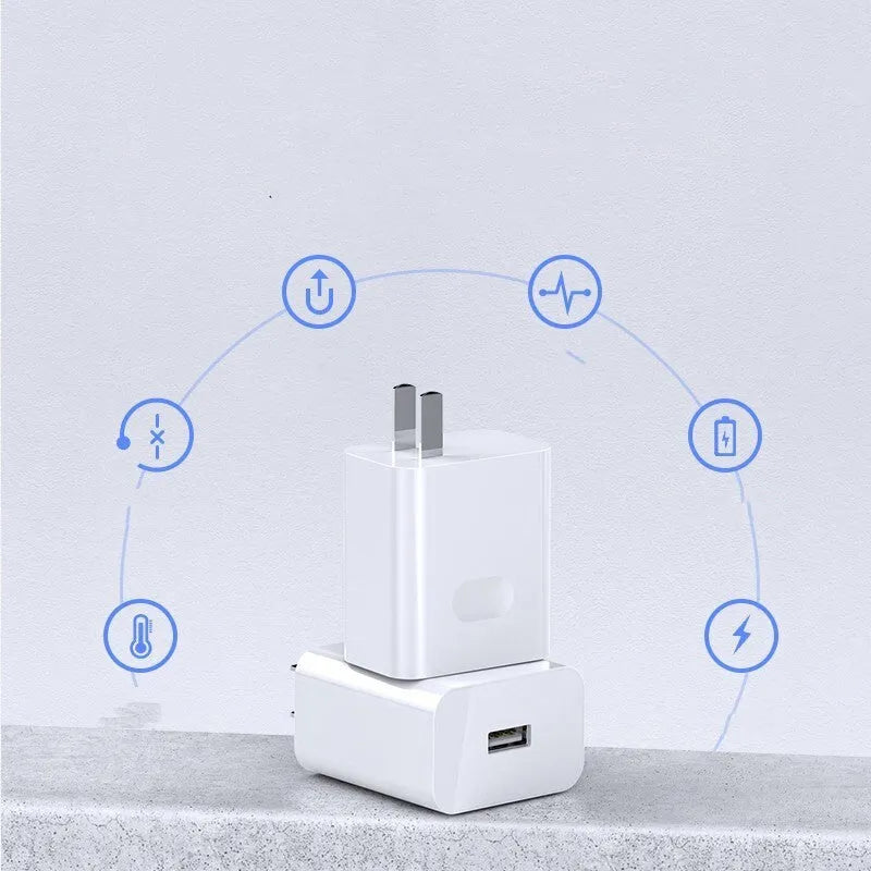 White 40W fast charger set with QC3.0 support and 5A charging cable for mobile phones
