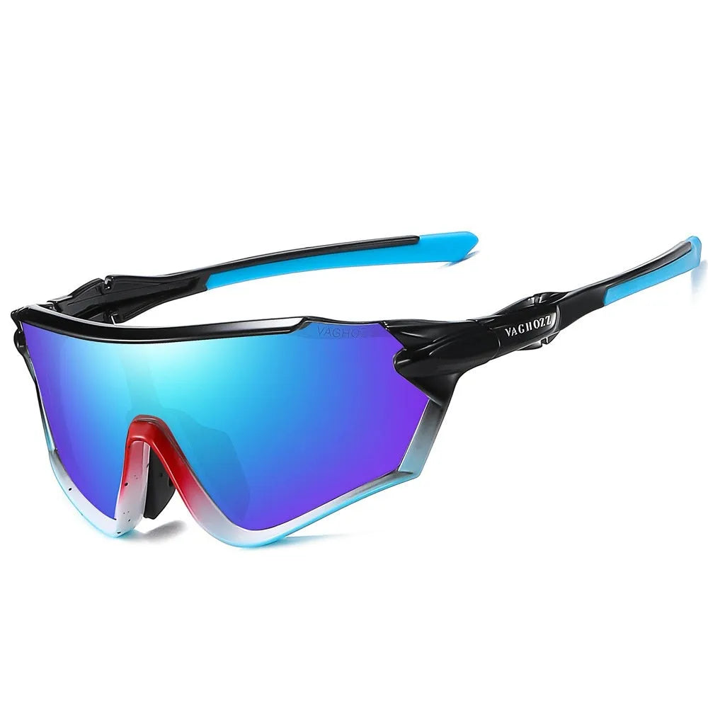UV400 bicycle windproof goggles with full rim PC frame in DL1 colour, side view showing lens curve