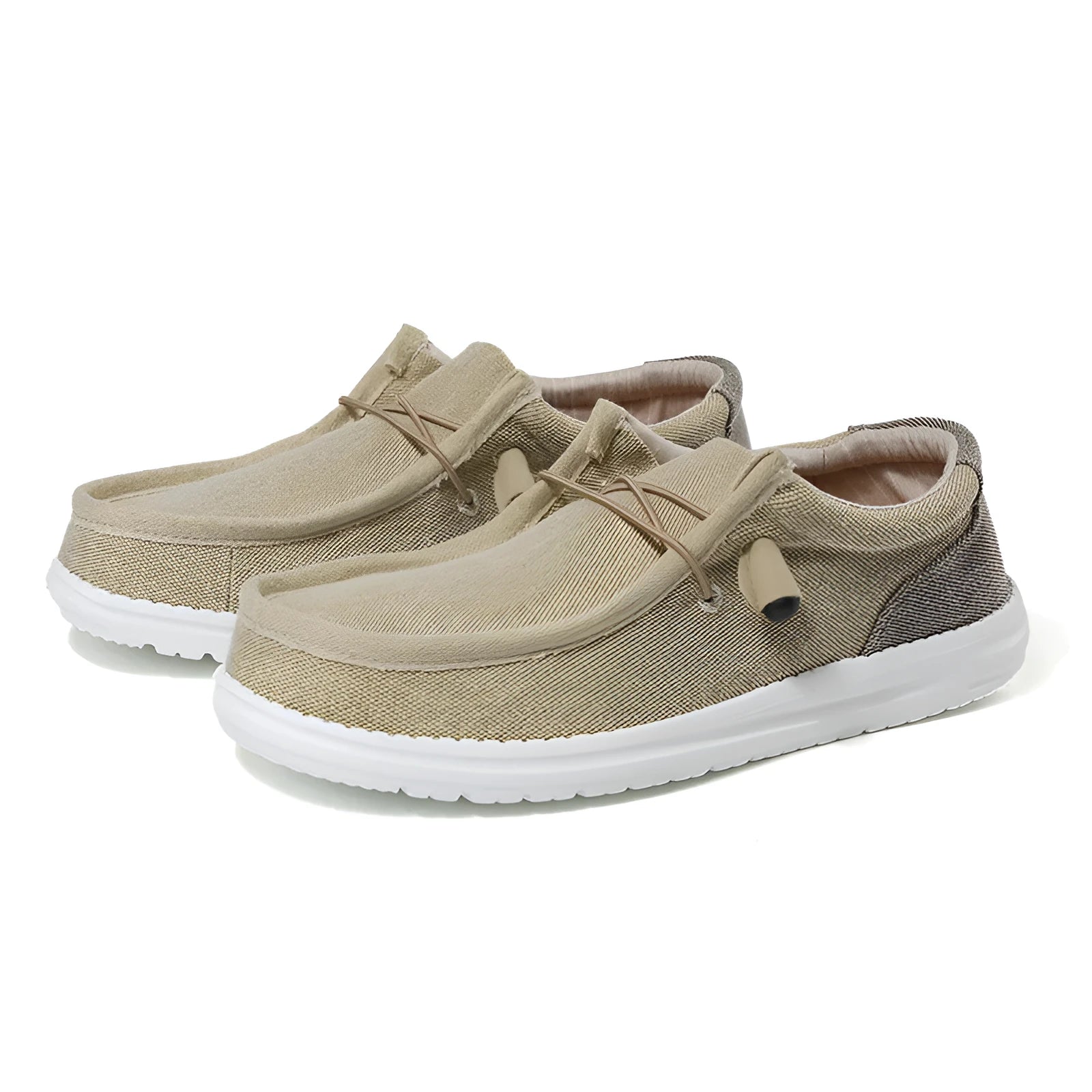 Men's casual canvas shoes with mosaic pattern on green upper and rubber sole