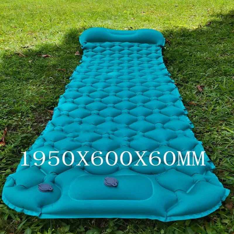 Inflatable camping mat in Lycra composite TPU, 238x68cm expanded, moisture-proof, in Blue, Green, Orange or Peacock Blue