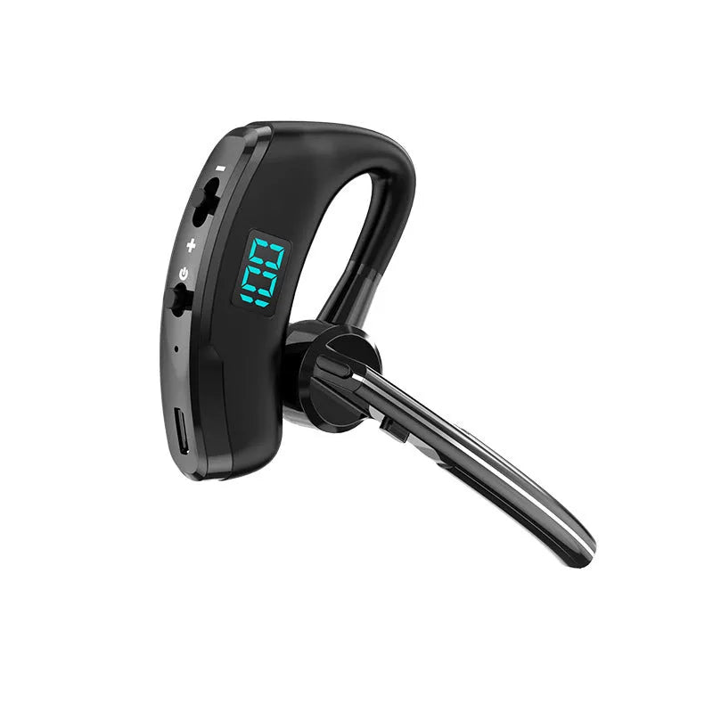 V8S Black voice control single-ear Bluetooth headset with digital display for car use