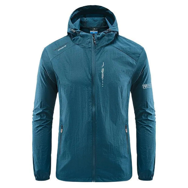 Men's lightweight nylon hooded jacket for summer outdoor wear in multiple colour options