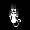 Reflective black cat paw car sticker 15x7.5cm on white car body panel