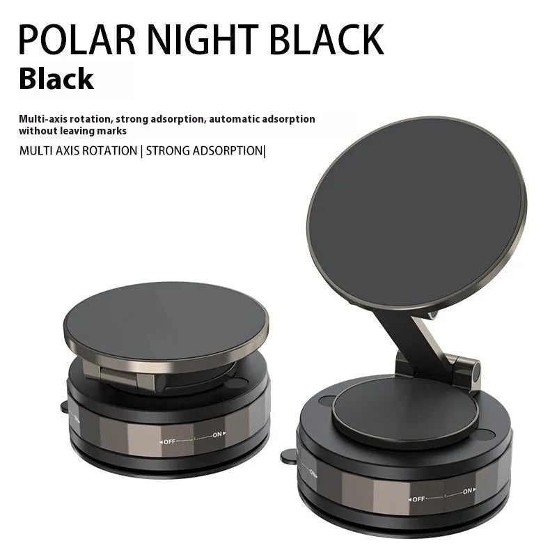 Folding vacuum suction cup car phone holder in T30 Black with zinc alloy mount