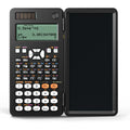 Black 2 in 1 foldable scientific calculator with handwriting LCD notepad on a desk
