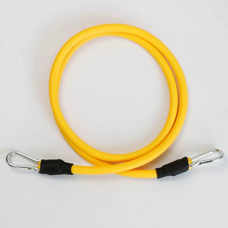 TPE home training elastic band rope set with 11-piece carabiner pull rope and 15LB to 35LB resistance levels