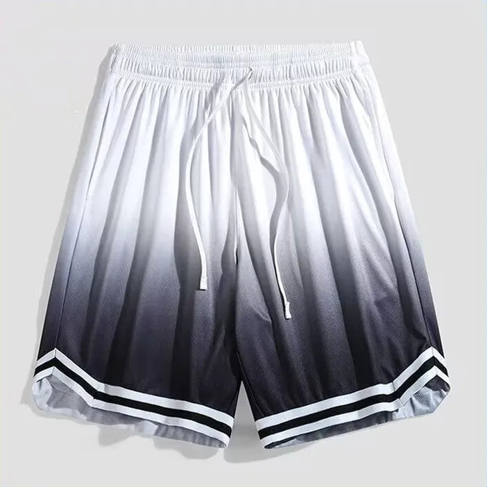 Men's loose fit cropped trousers in gradient colours with casual workout styling