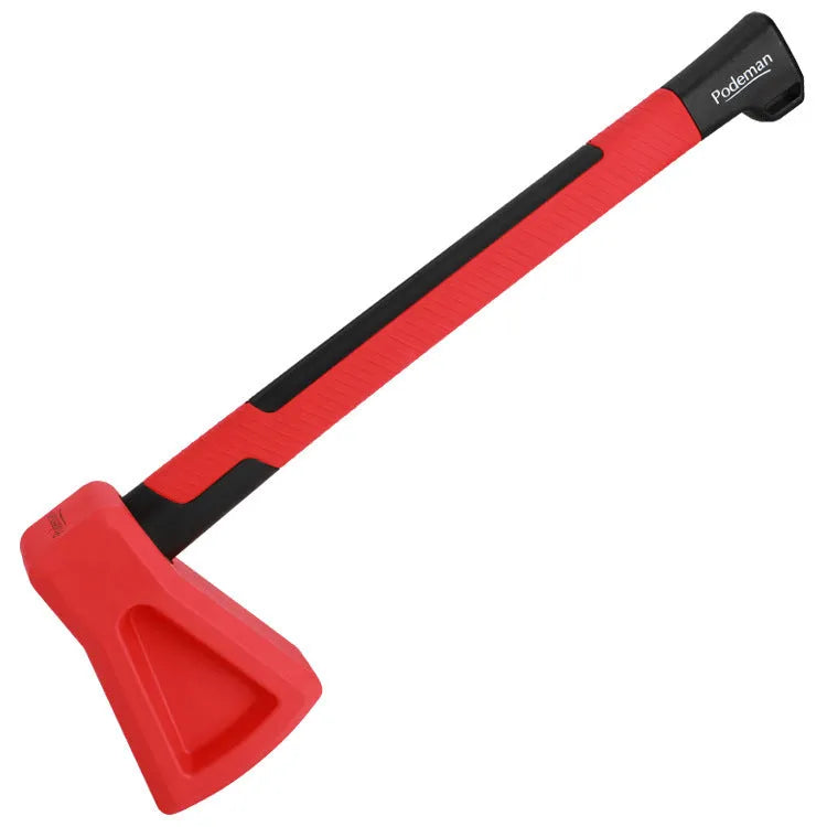 Red plastic home fitness axe muscle trainer for functional strength workouts.