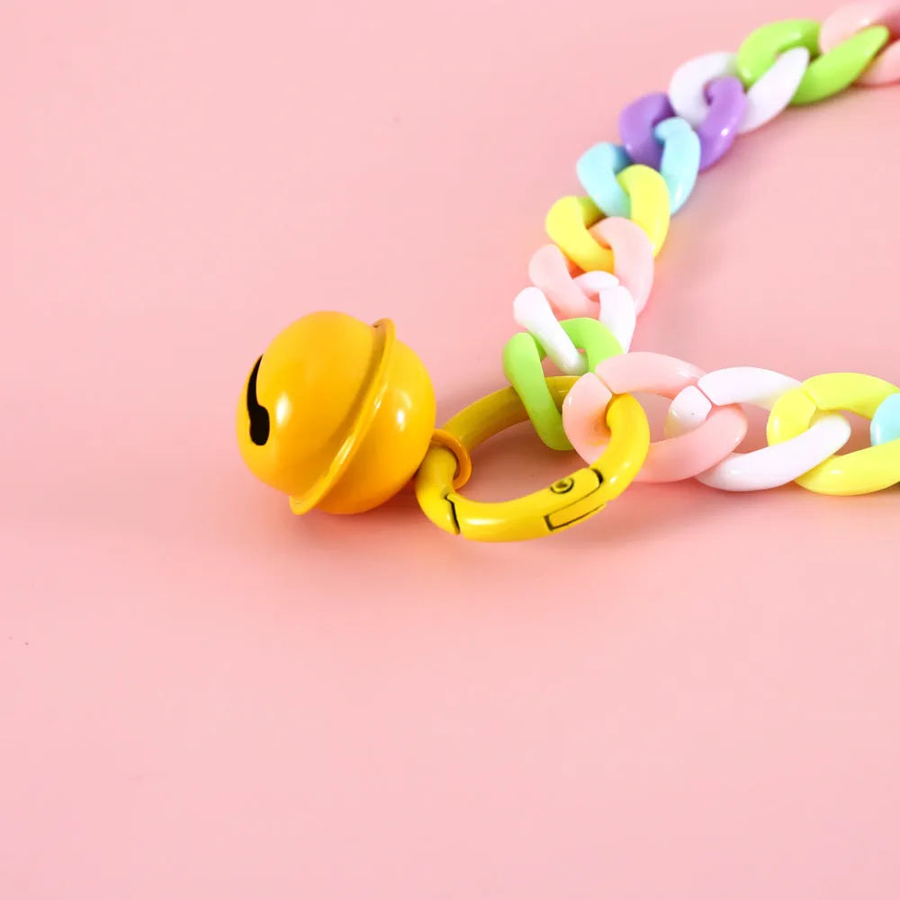Macaron candy colour plastic adjustable pet collar for cats or dogs in blue or pink.