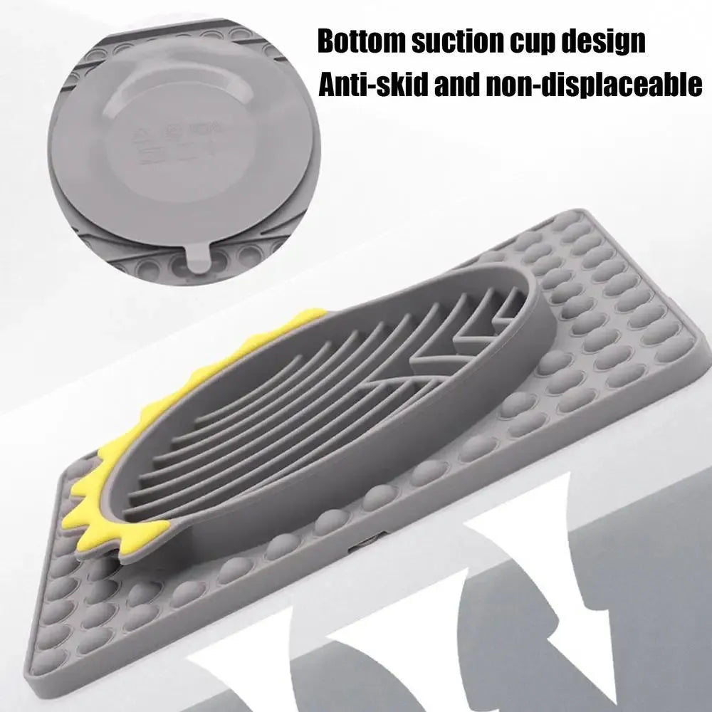 Slow feeder dog bowl lick mat with smooth texture in blue, gray, green, and red colour options