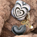 Black stacked heart silicone earphone case for AirPods with pendant, compatible with AirPods 1, 2, 3, Pro and Pro 2