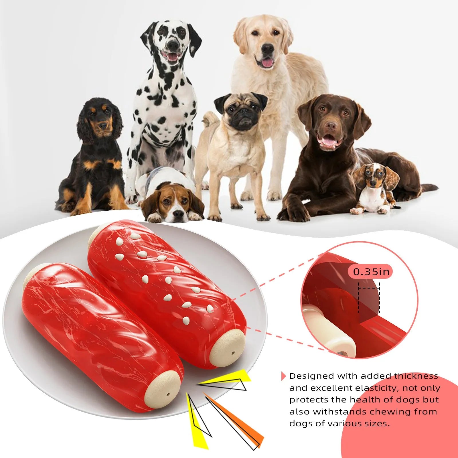 Glue Toothbrush-style plastic Molar Rod dog chew toy in a bone shape, primary colour.