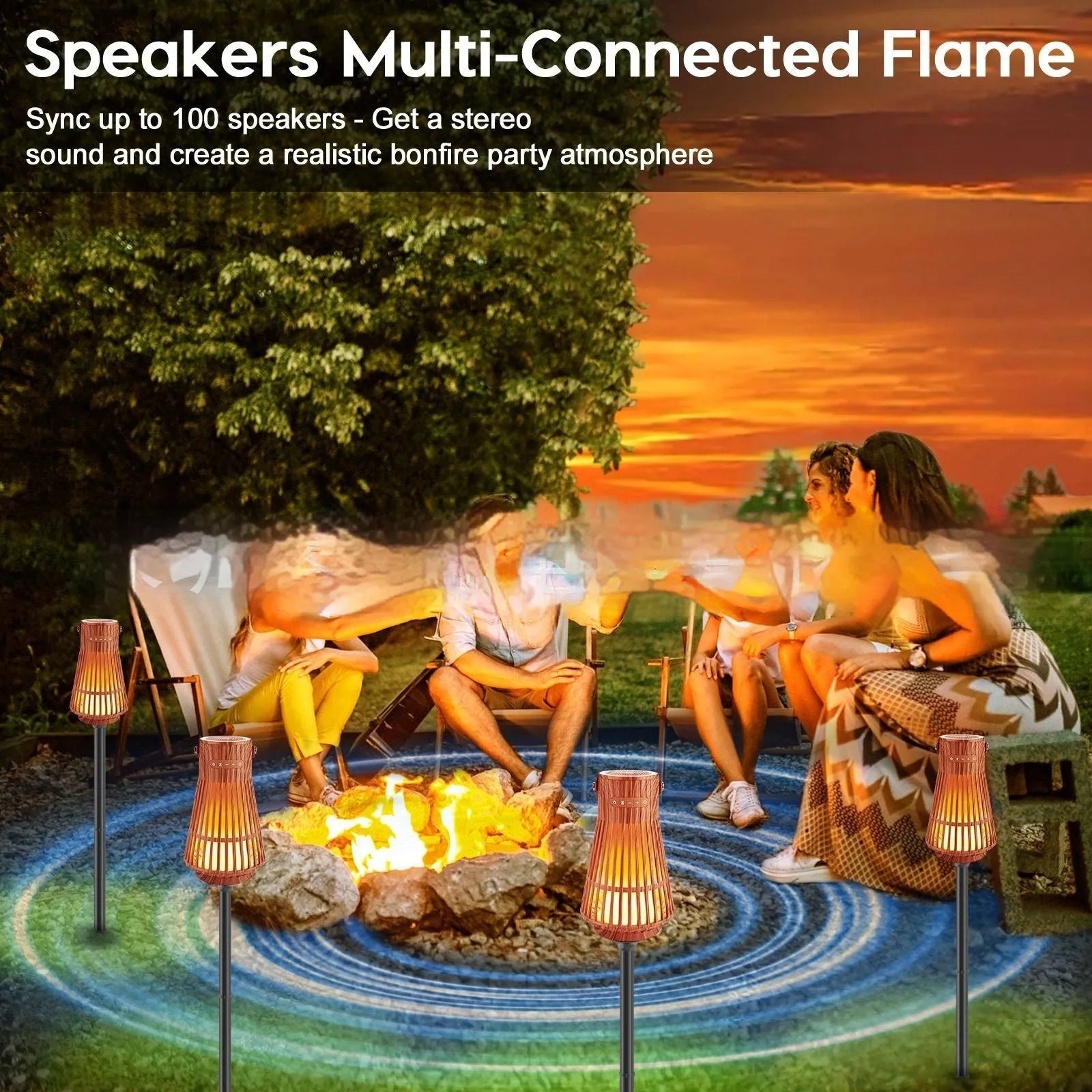Bluetooth flame speaker and portable camping light with rechargeable 10W fluorescent lamp and press key switch