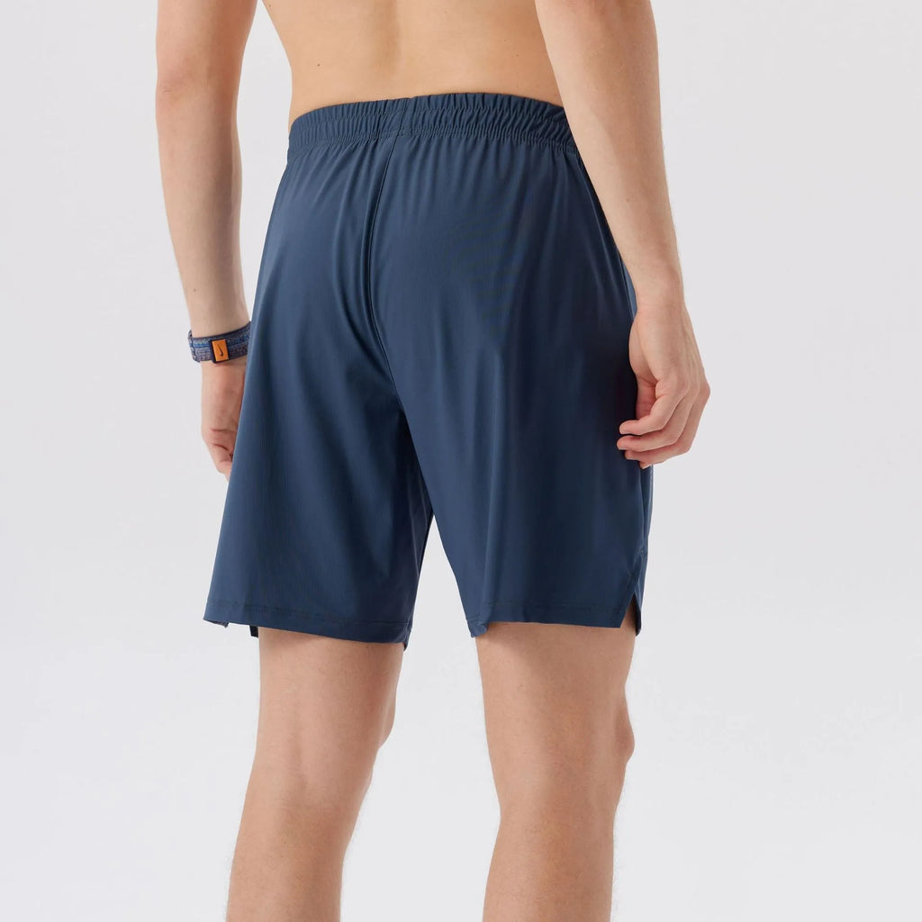 Men's ice silk sports shorts in breathable nylon fabric showing mid waist design