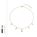 Gold star pendant necklace with brass chain, zircon and natural stone, 41-50cm regular chain for women