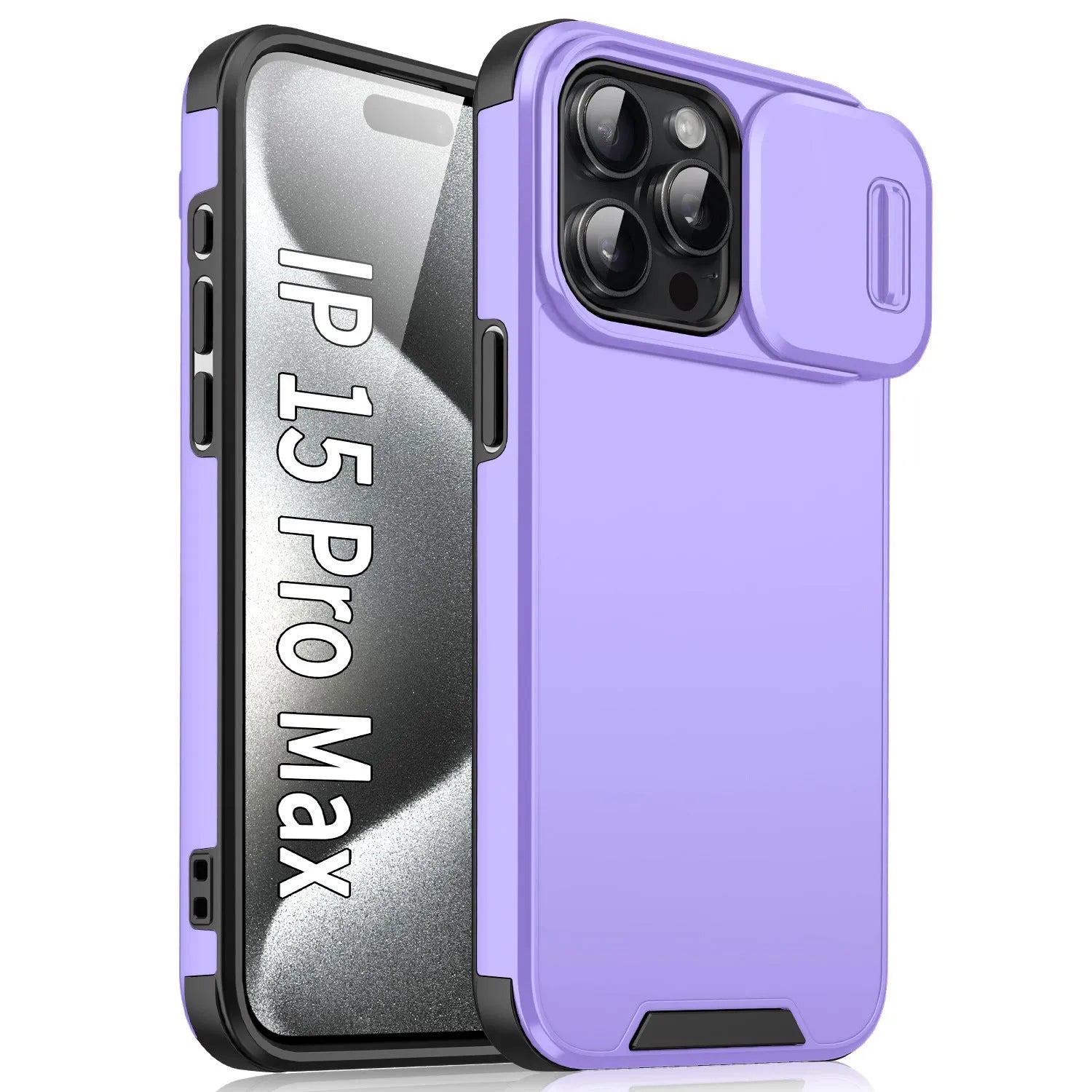 Frosted sliding window phone case for iPhone 14 in black, shockproof TPU PC design
