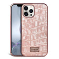 Electroplated grid screen phone case for iPhone 12 and 12 Pro Max in green, pink, and white