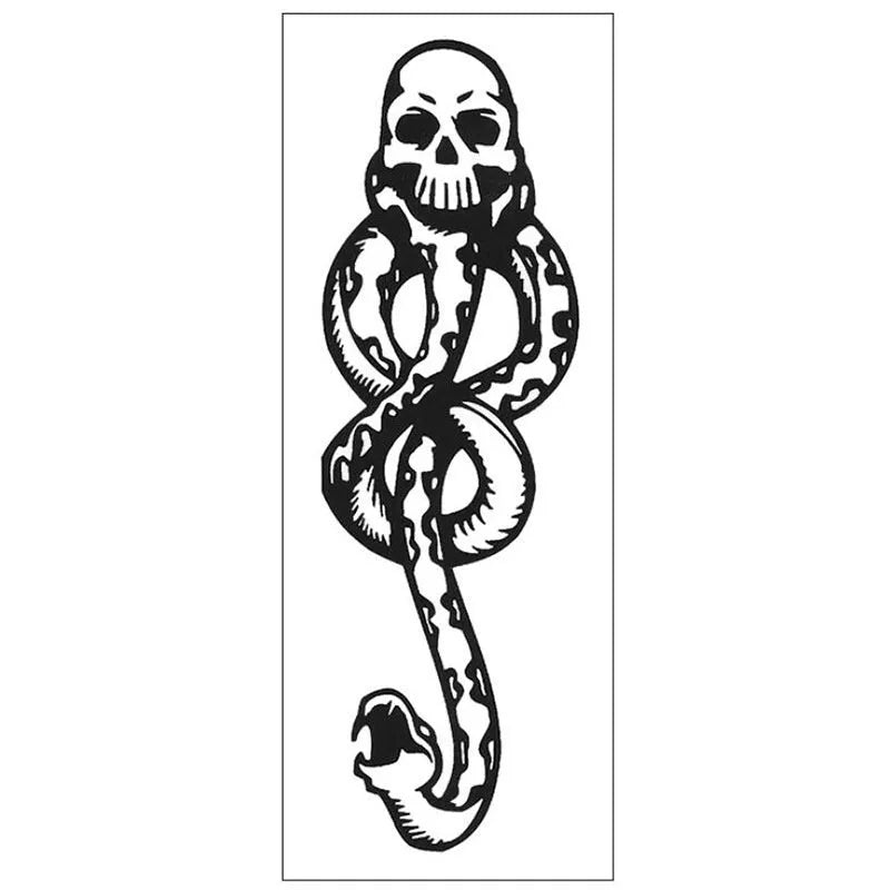 Black Cool Voldemort waterproof temporary tattoo sticker with Black Devil Snake pattern, 40x105mm, water transfer printing