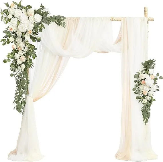 Wedding arch flower decorations in mixed colours, large 120cm Oxford cloth horn hanging on wooden arch