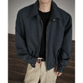Korean style simple retro plaid short jacket with double zipper in gray plaid