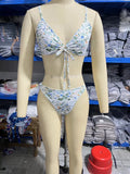 Women's floral print banded bikini swimsuit set in breathable polyester fabric