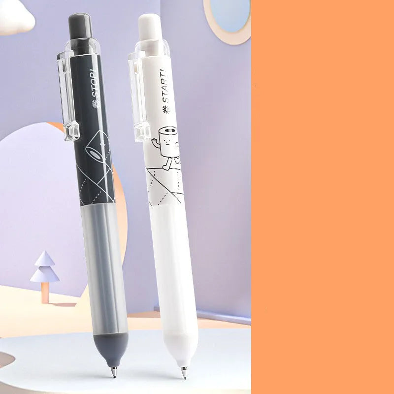 Black and white 0.5mm automatic pencils with a soft cloud grip on the barrel.