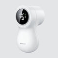 White electric lint remover with LED display and USB charging port for fabric hairball removal