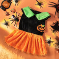 Halloween pumpkin skirt pet costume for small dogs and cats in crystal velvet material