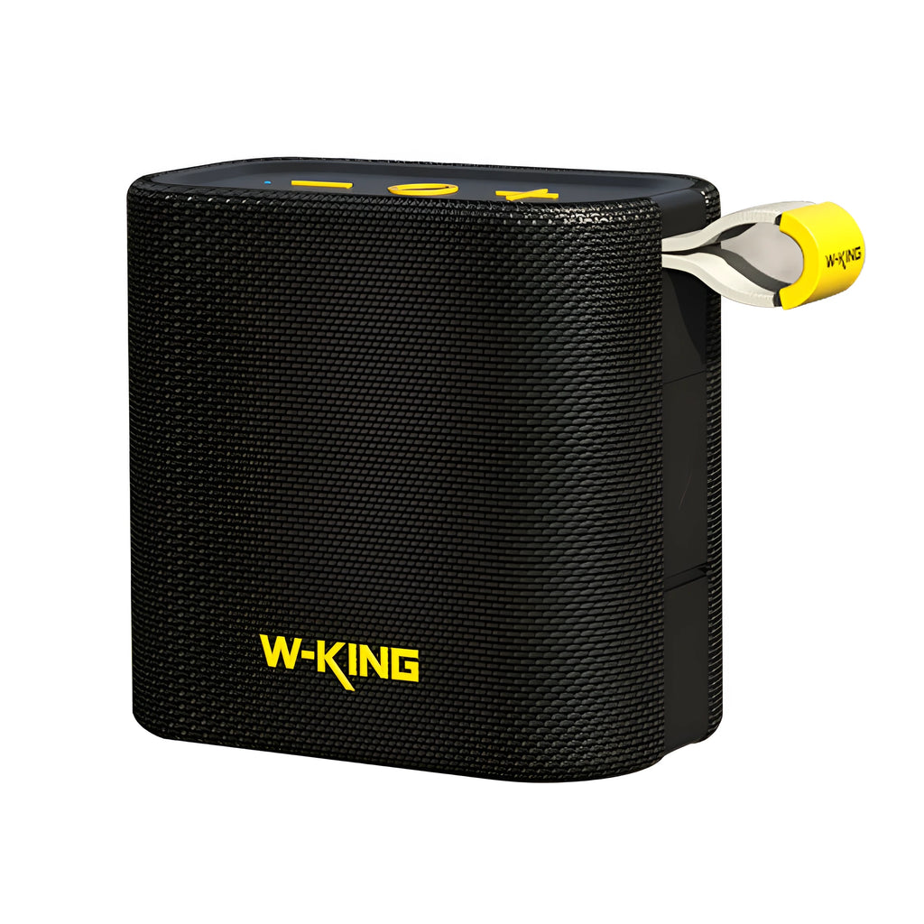 Black portable waterproof Bluetooth speaker with compact dimensions 49.5 x 88.5 x 94.5 mm