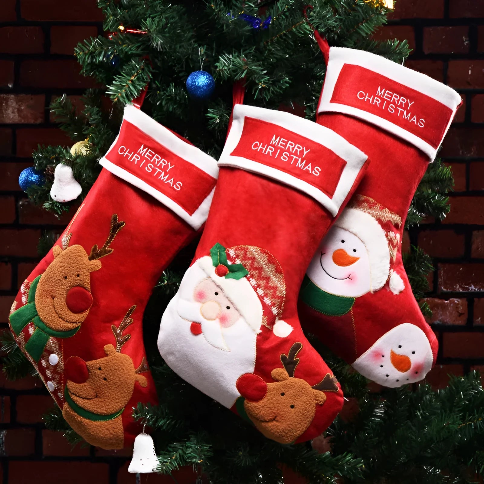 Non-woven fabric Christmas stocking candy bag with elk, old man, and snowman designs