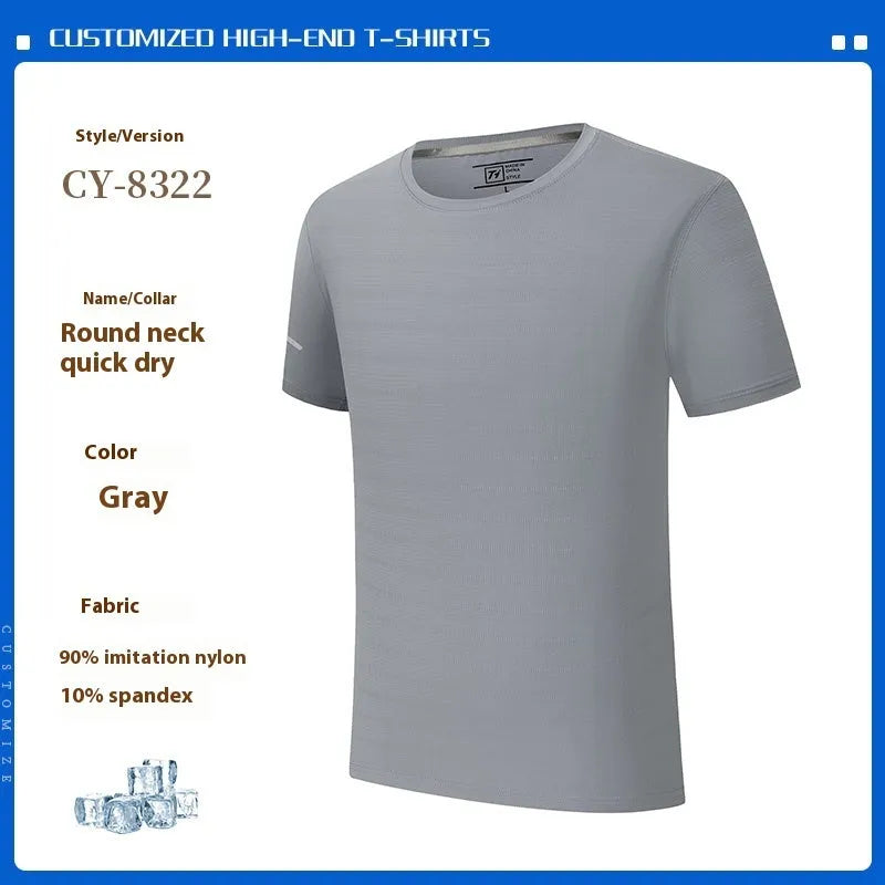 Man wearing a solid colour short sleeve work T-shirt with waterproof and oil-proof properties.