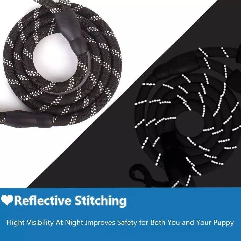 Reflective luminous nylon dog leash 1.5m length 0.8cm width in blue for small medium pets