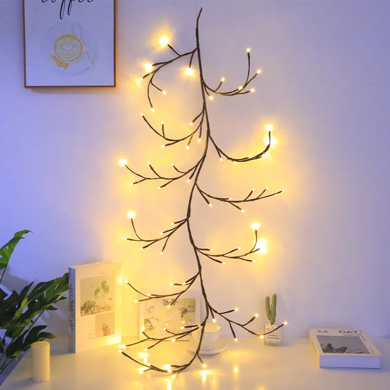 USB-powered LED butterfly tree rattan lamp with flexible 1.8 metre design and coloured accents
