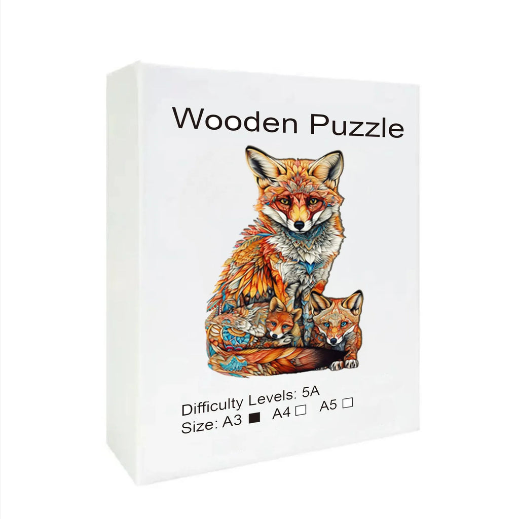 Wooden puzzle set in three sizes A3, A4, A5 with colour options, wood construction
