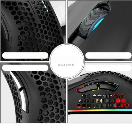 BM600 wireless gaming mouse with luminous hollow-out shell in cyan colour.