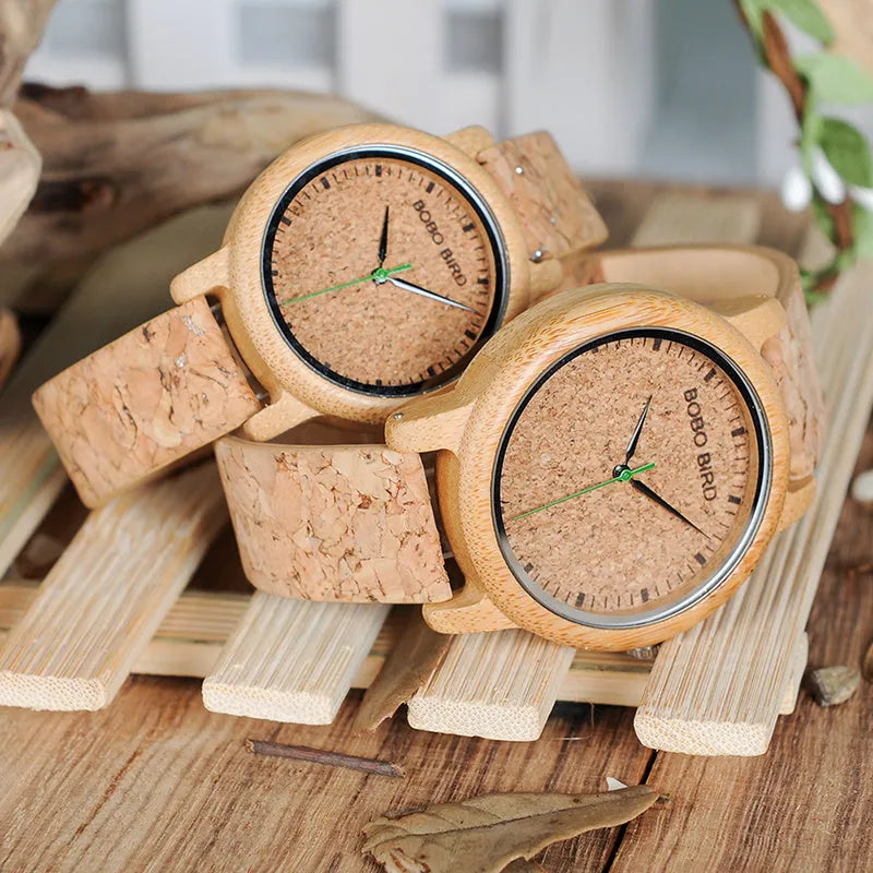 BOBO BIRD bamboo watch M11 M12 with natural wooden case and Hardlex glass face