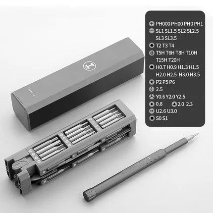 Square barrel screwdriver set with S2 alloy steel bits in 44 piece multi-functional combination for precision electronics repair