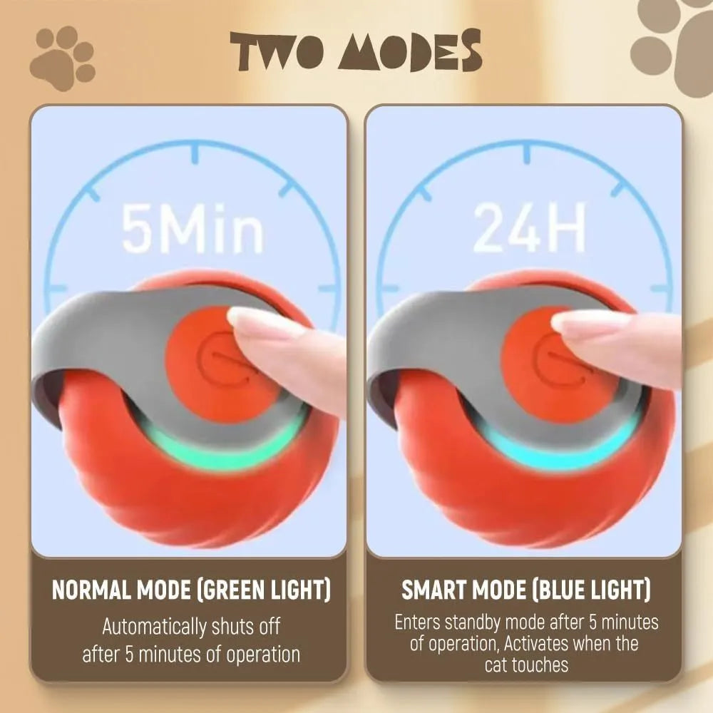 Blue interactive rolling ball pet toy with touch control activation for cats and dogs