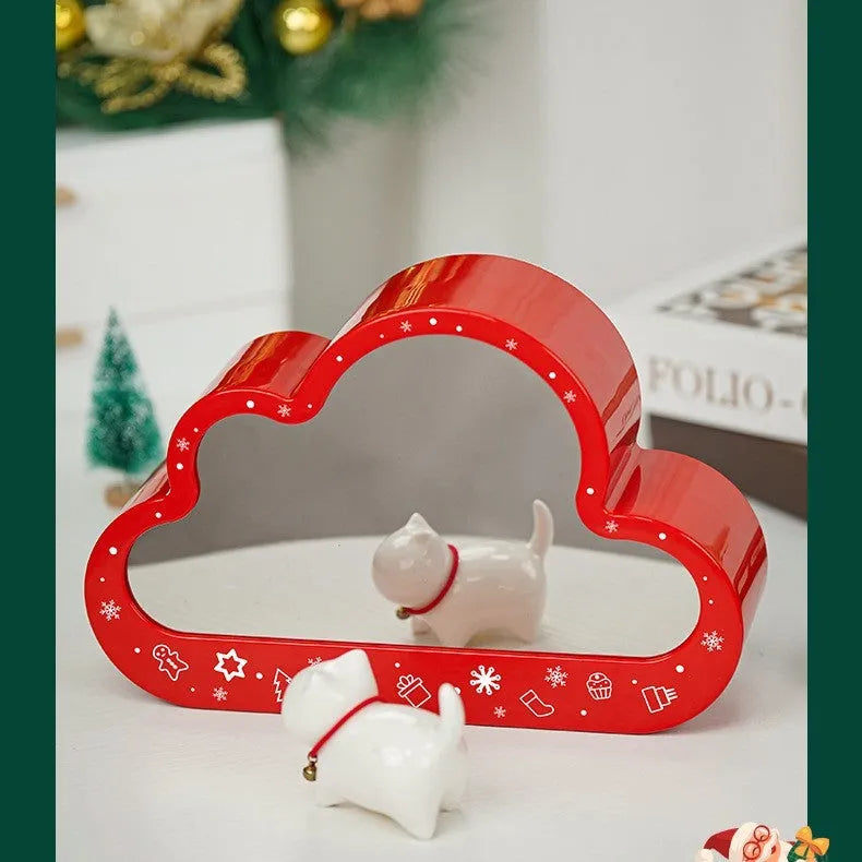 Assembled building block cloud night lamp with decorative mirror frame and LED table light