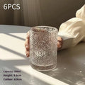 Begonia patterned sodium calcium glass drinking cup in 360ml and 250ml sizes with wide mouth