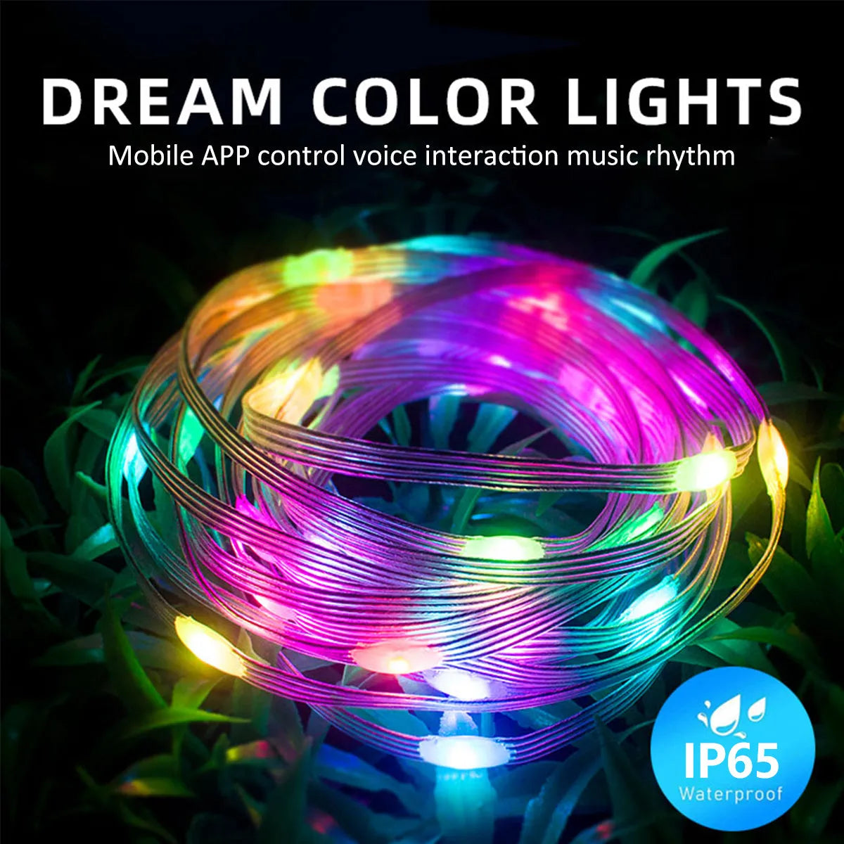 Bluetooth graffiti point control symphony light string in plastic, picture colour, 100 LED or 50 LED options